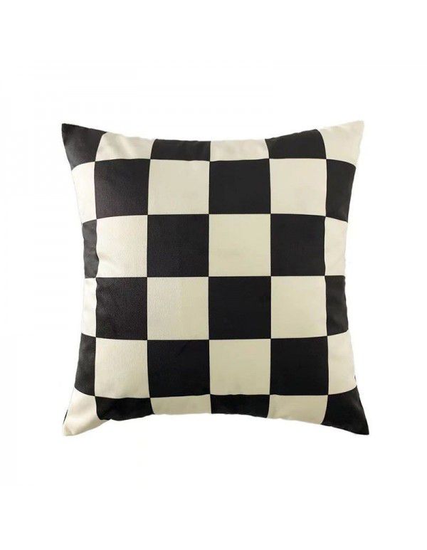 Velvet pillowcase ins wind chessboard lattice bedside upholstery cushion waist pillow backrest sofa pillowcase wholesale