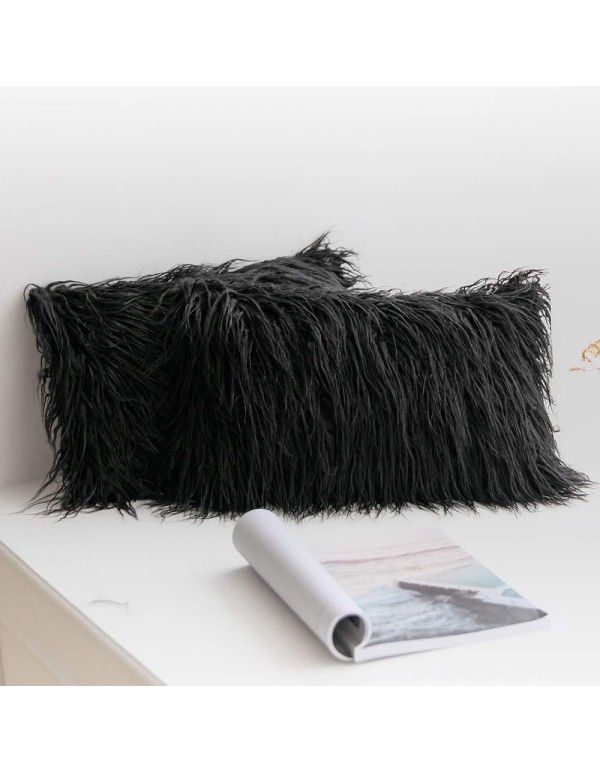  ins wind plush pillow case beach imitation wool rectangular bedside cushion sofa cushion cushion pillow case