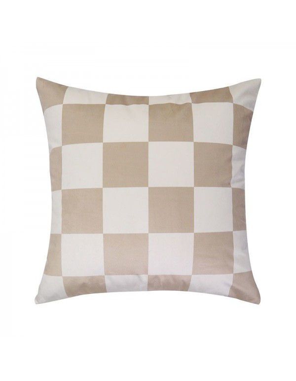 Velvet pillowcase ins wind chessboard lattice bedside upholstery cushion waist pillow backrest sofa pillowcase wholesale