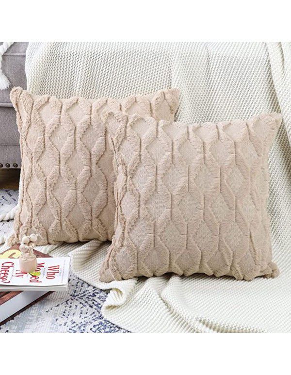 Cross border quilted pillows Headrest pillowcase ins velvet cotton linen pillowcase plush cushion cover Waist rest wholesale