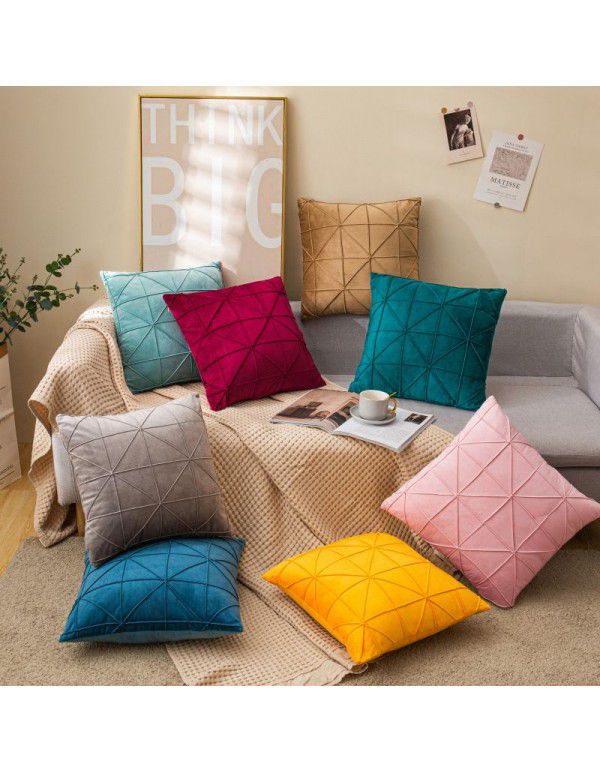 Home velvet pillowcase Creative home fabric pillow Short plush bedside upholstered cushion Office European style