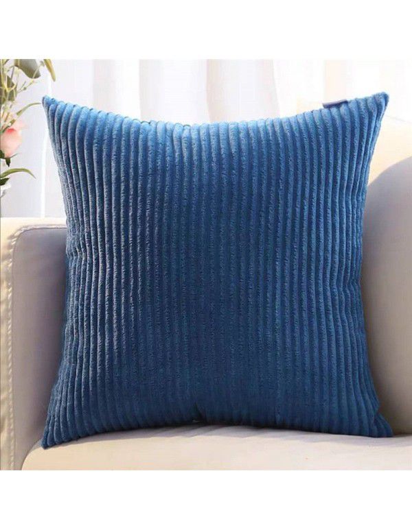 Corduroy pillow cushion Bedroom pillow sofa cushion Office solid color flannelette stripe pillow cover without core