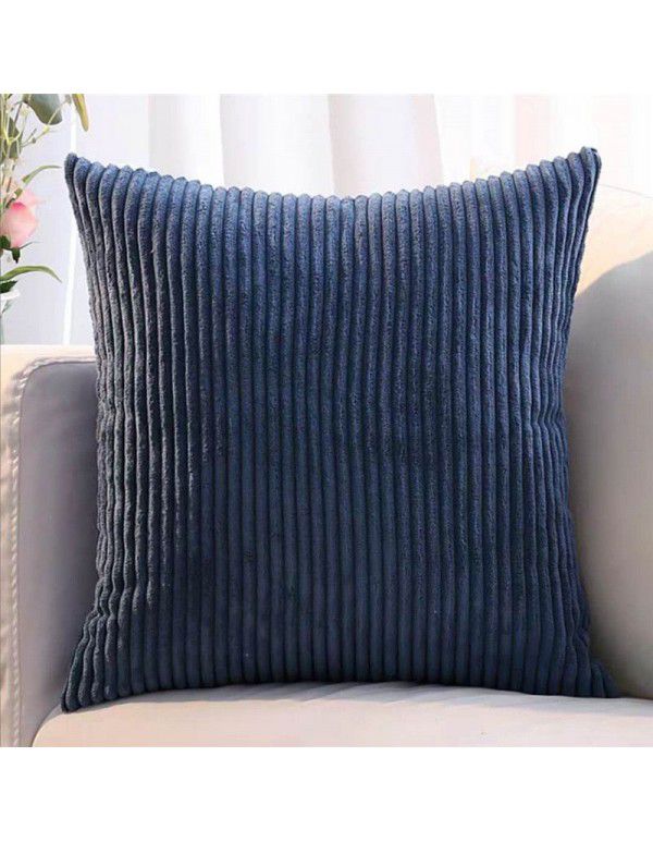 Corduroy pillow cushion Bedroom pillow sofa cushion Office solid color flannelette stripe pillow cover without core