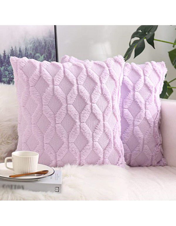 Cross border quilted pillows Headrest pillowcase ins velvet cotton linen pillowcase plush cushion cover Waist rest wholesale