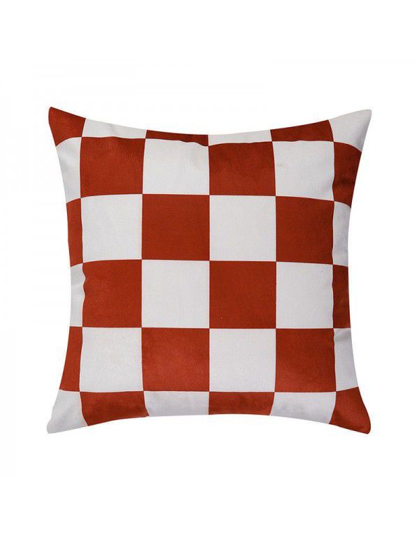 Velvet pillowcase ins wind chessboard lattice bedside upholstery cushion waist pillow backrest sofa pillowcase wholesale