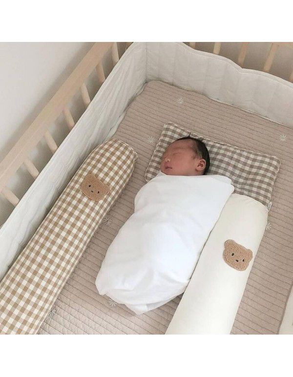 INS bear baby cylindrical bed surround baby anti-collision side sleeping pillow clip leg pacify pillow removable and washable