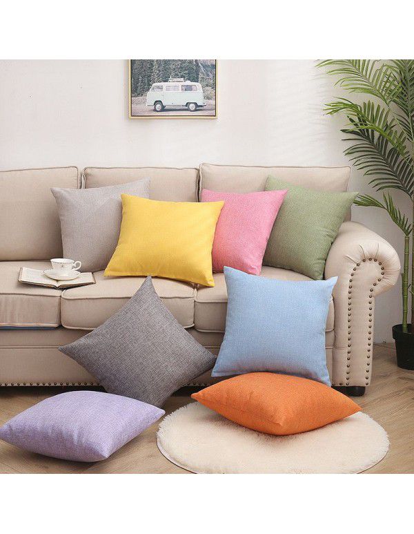 Household solid color comfortable pillow cover removable washable core cushion household bedside sofa back waist car waist pillow wholesale