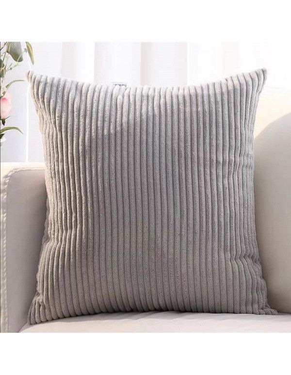 Corduroy pillow cushion Bedroom pillow sofa cushion Office solid color flannelette stripe pillow cover without core