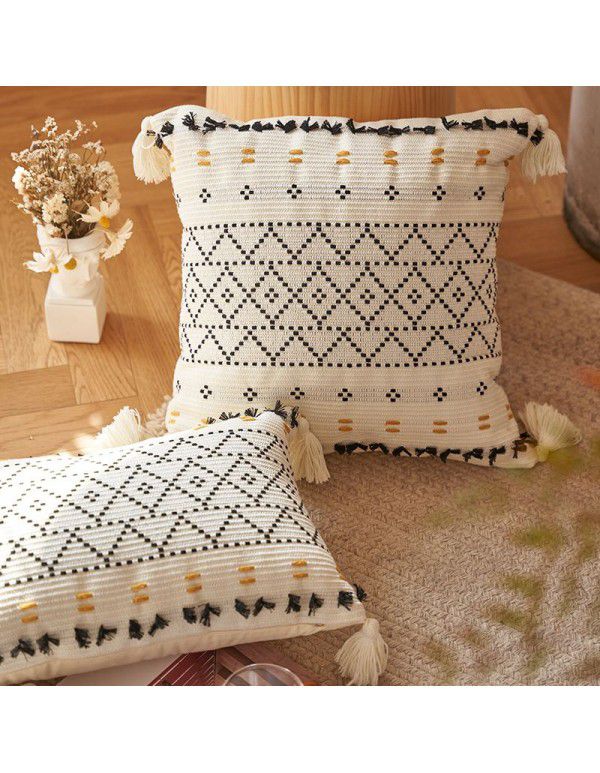 Nordic lamb plush ins style embroidery face pillow chessboard light luxury velvet vintage sofa waist cushion cover