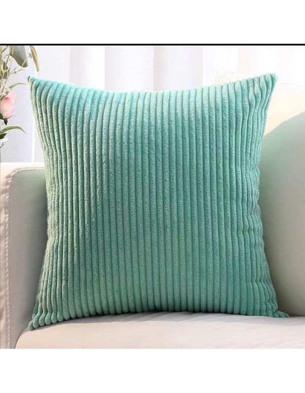 Corduroy pillow cushion Bedroom pillow sofa cushion Office solid color flannelette stripe pillow cover without core