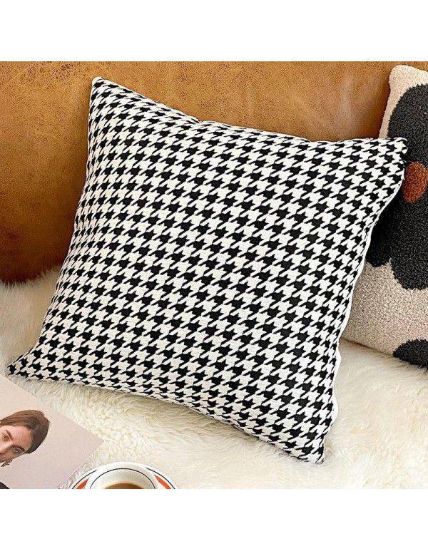 Nordic luxury ins retro chessboard style pillow, thousand bird style pillow case, sofa, living room, model room, bedside pillow