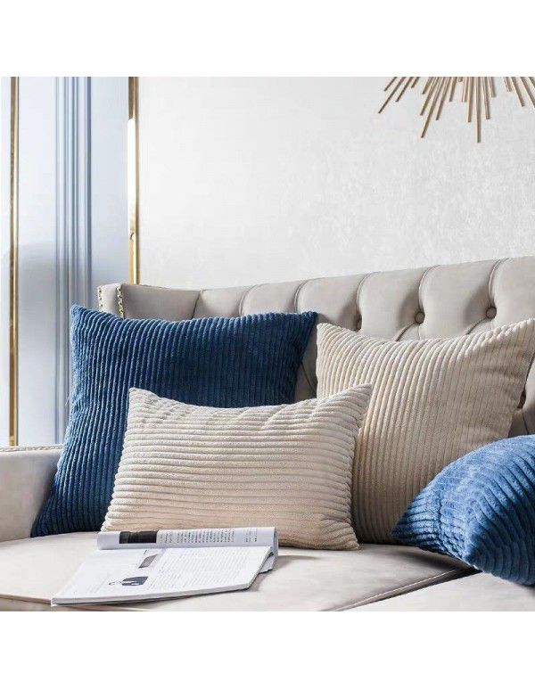 Corduroy pillow cushion Bedroom pillow sofa cushion Office solid color flannelette stripe pillow cover without core