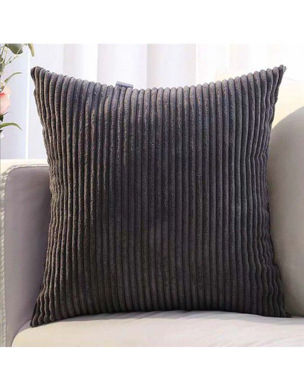 Corduroy pillow cushion Bedroom pillow sofa cushion Office solid color flannelette stripe pillow cover without core