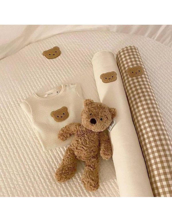 INS bear baby cylindrical bed surround baby anti-collision side sleeping pillow clip leg pacify pillow removable and washable