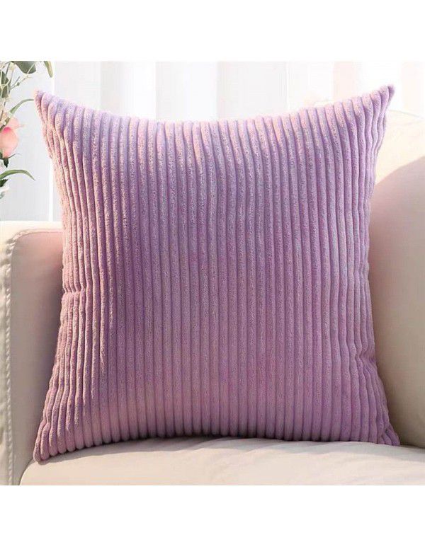 Corduroy pillow cushion Bedroom pillow sofa cushion Office solid color flannelette stripe pillow cover without core