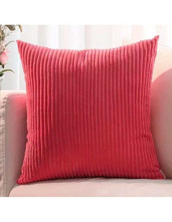 Corduroy pillow cushion Bedroom pillow sofa cushion Office solid color flannelette stripe pillow cover without core