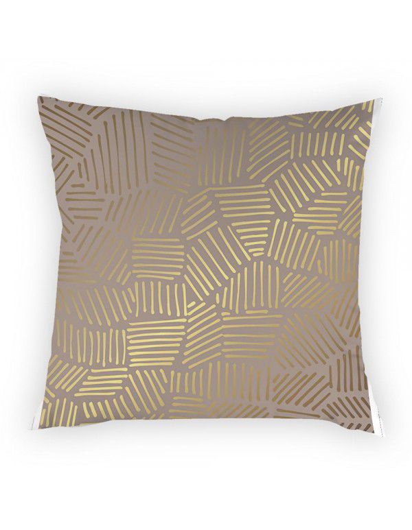 Pattern Line Gold Throwing Pillow Cover Digital Printing Simple Pillow Cover Cross border Best Backrest Home Fabric Cushion