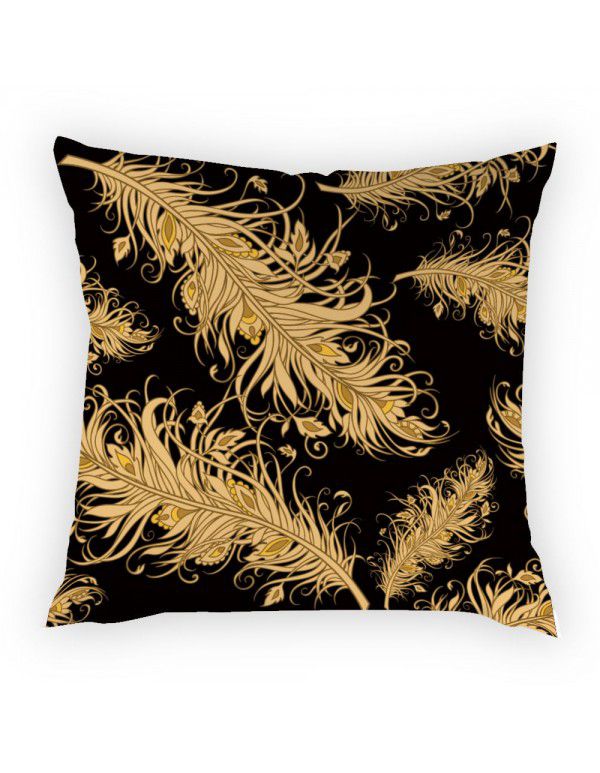 Pattern Line Gold Throwing Pillow Cover Digital Printing Simple Pillow Cover Cross border Best Backrest Home Fabric Cushion