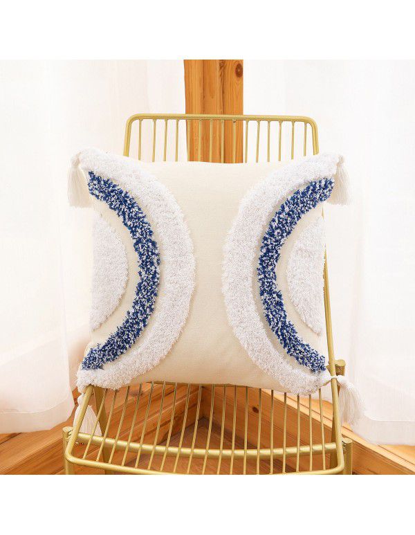 New Bohemian Geometric Tufted Pillow Case Home Fringe Cushion Home Stay Simple Waist Pillow