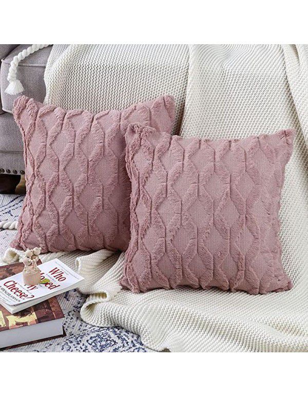 Cross border quilted pillows Headrest pillowcase ins velvet cotton linen pillowcase plush cushion cover Waist rest wholesale