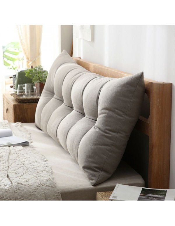 Cotton and linen headboard large cushion soft bag removable washable large backrest bed pillow tatami backrest sofa long pillow