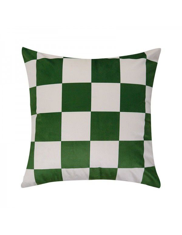 Velvet pillowcase ins wind chessboard lattice bedside upholstery cushion waist pillow backrest sofa pillowcase wholesale