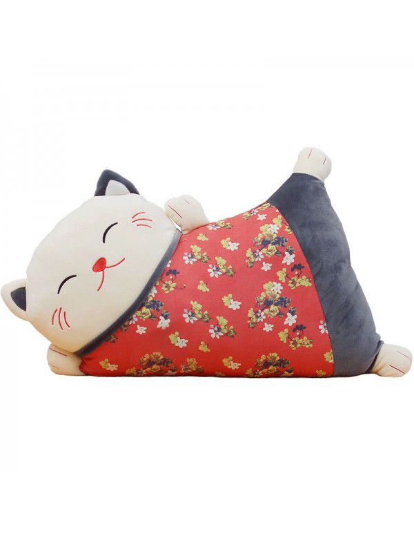 Japanese Lucky Cat Throwing Pillow and Quilt Dual purpose Sofa, Living Room Backrest Cushion, Waist Cushion, One Piece Issued for Spot Wholesale