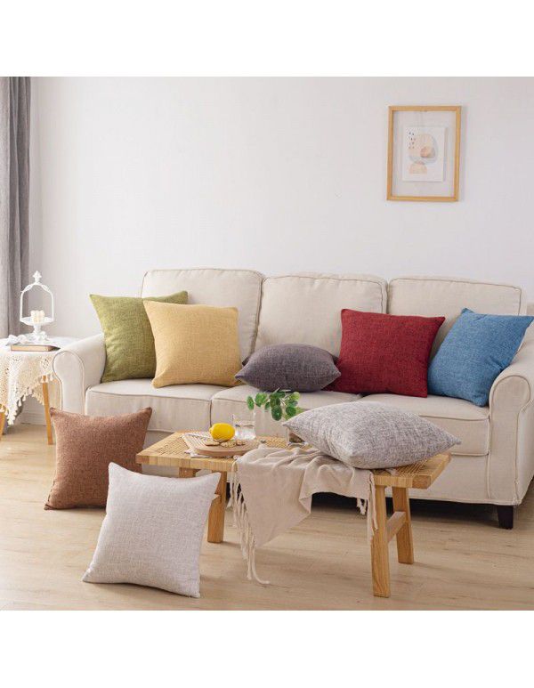 Manufacturer's direct sales of solid color linen cushion sofa bed cushion plain color thickened cushion cushion cushion cushion pillow cover