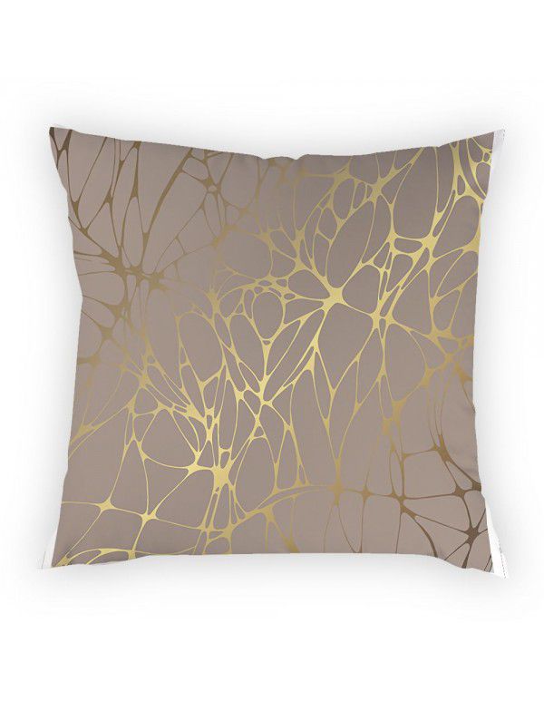 Pattern Line Gold Throwing Pillow Cover Digital Printing Simple Pillow Cover Cross border Best Backrest Home Fabric Cushion