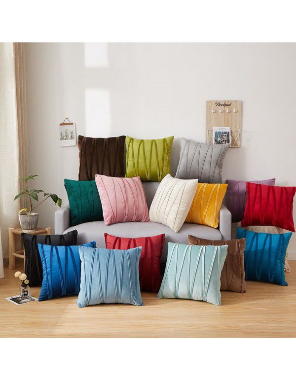 Dutch velvet pressure line solid color throw pillow with core sofa cushion at home, living room, back, waist pillow manufacturer wholesale