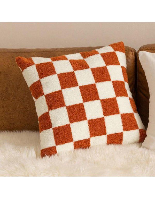 Nordic luxury ins retro chessboard style pillow, thousand bird style pillow case, sofa, living room, model room, bedside pillow