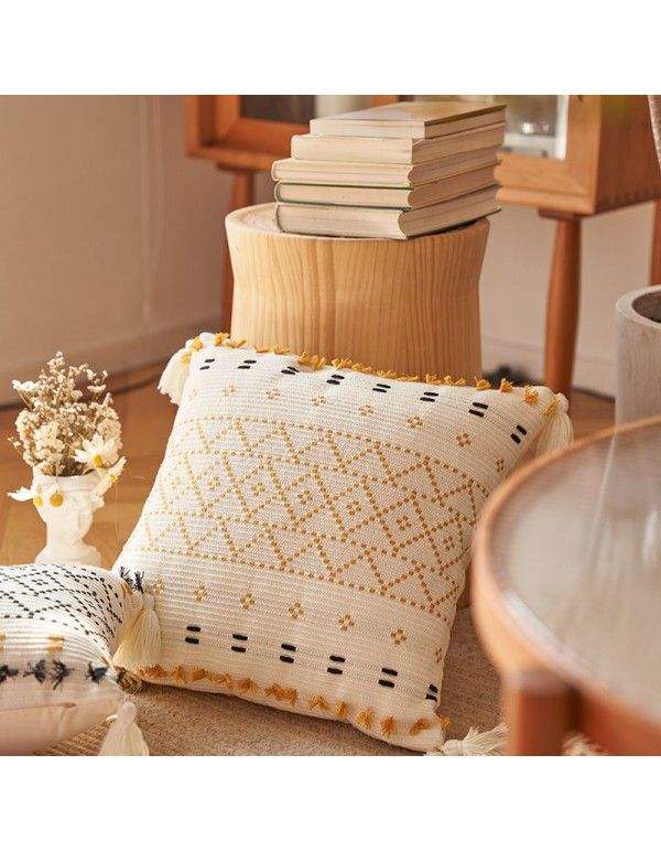 Nordic lamb plush ins style embroidery face pillow chessboard light luxury velvet vintage sofa waist cushion cover