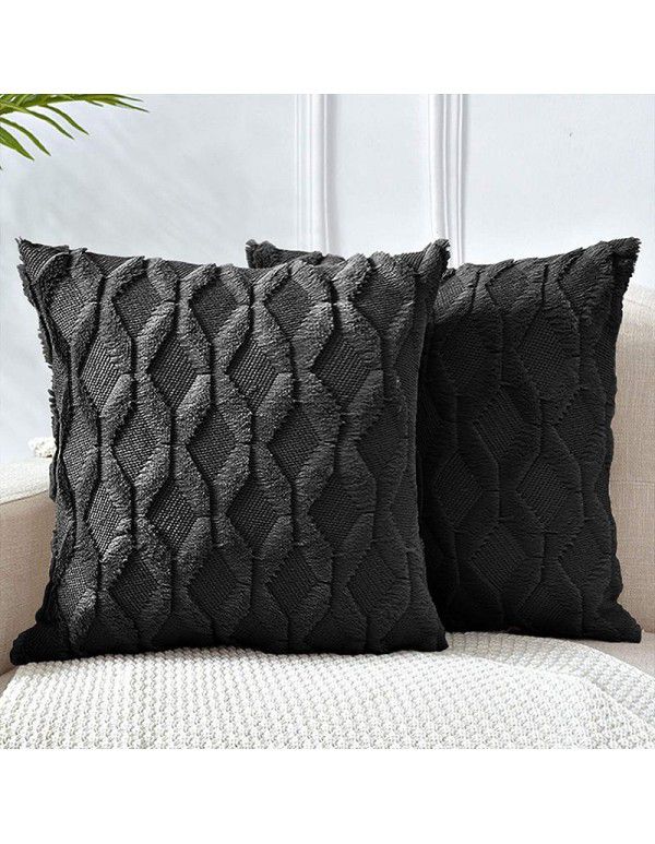 Cross border quilted pillows Headrest pillowcase ins velvet cotton linen pillowcase plush cushion cover Waist rest wholesale