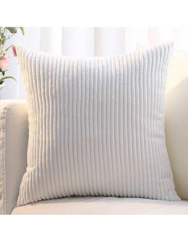 Corduroy pillow cushion Bedroom pillow sofa cushion Office solid color flannelette stripe pillow cover without core