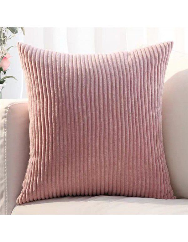 Corduroy pillow cushion Bedroom pillow sofa cushion Office solid color flannelette stripe pillow cover without core