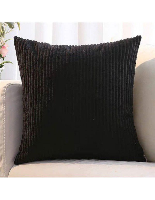 Corduroy pillow cushion Bedroom pillow sofa cushion Office solid color flannelette stripe pillow cover without core