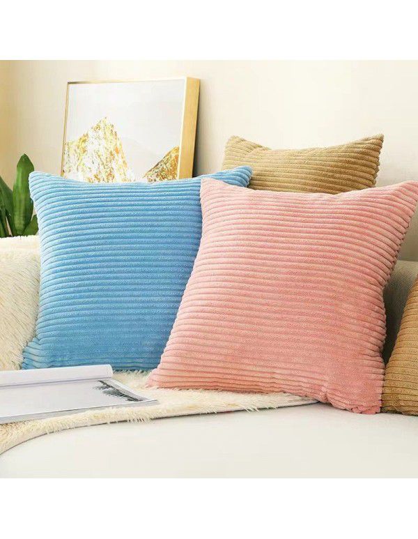 Corduroy pillow cushion Bedroom pillow sofa cushion Office solid color flannelette stripe pillow cover without core