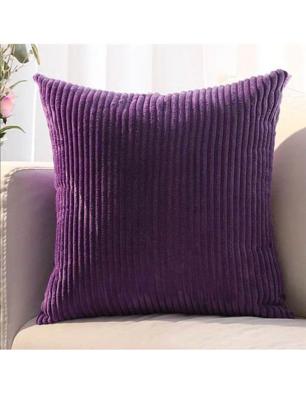 Corduroy pillow cushion Bedroom pillow sofa cushion Office solid color flannelette stripe pillow cover without core