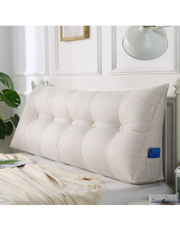 Linen triangle cushion double bed large back upholstered sofa waist against the head of the bed pillow cross-border special for removable washing