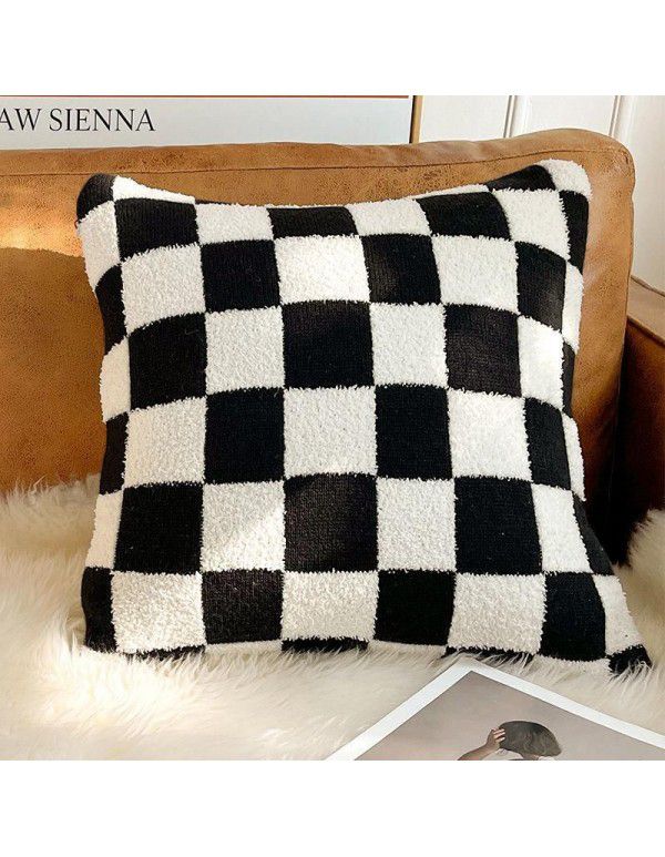 Nordic luxury ins retro chessboard style pillow, thousand bird style pillow case, sofa, living room, model room, bedside pillow