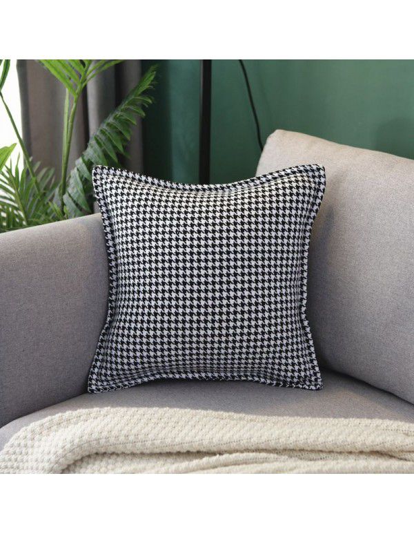 Black and white chessboard pattern pillowcase Nordic ins style line sofa pillow sitting room bedside cushion senior sense of luxury