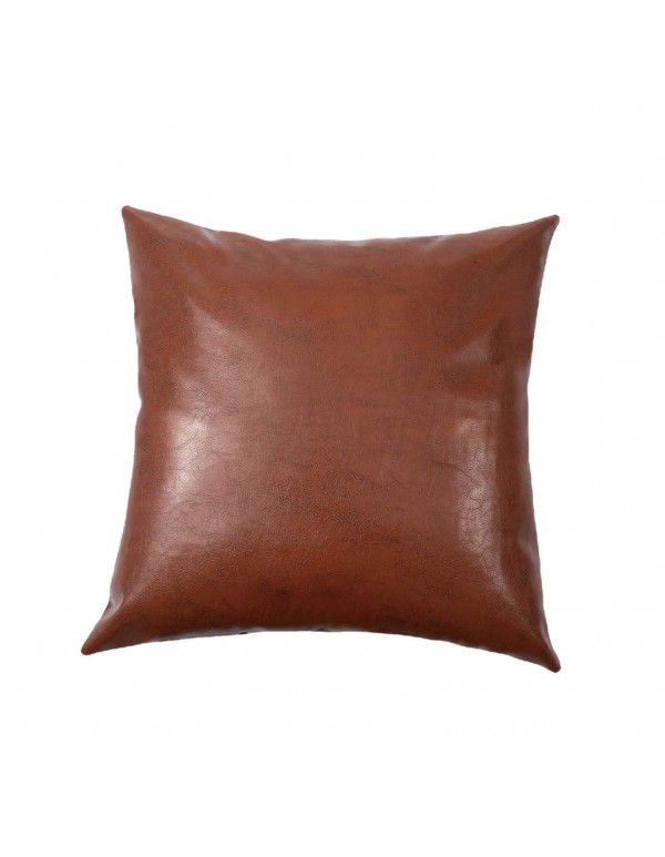 Retro Luxury PU Leather Throw Pillow Model Room Pillow Office Waist Pillow Headrest Cushion Sofa Throw Pillow Cover with Core