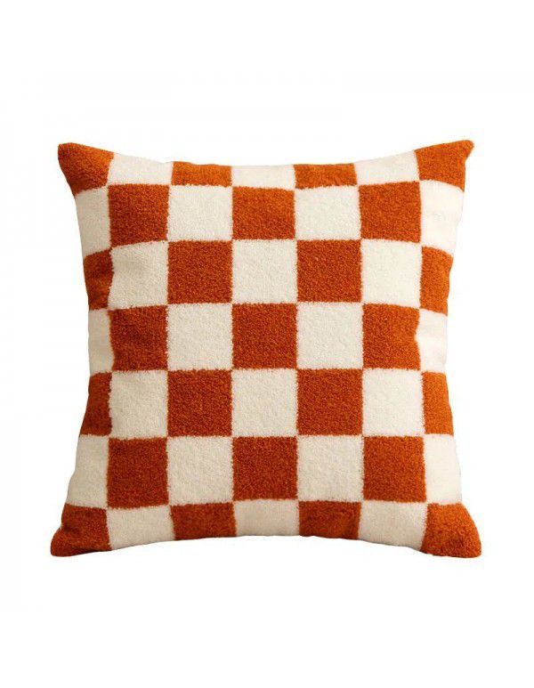 Nordic luxury ins retro chessboard style pillow, thousand bird style pillow case, sofa, living room, model room, bedside pillow