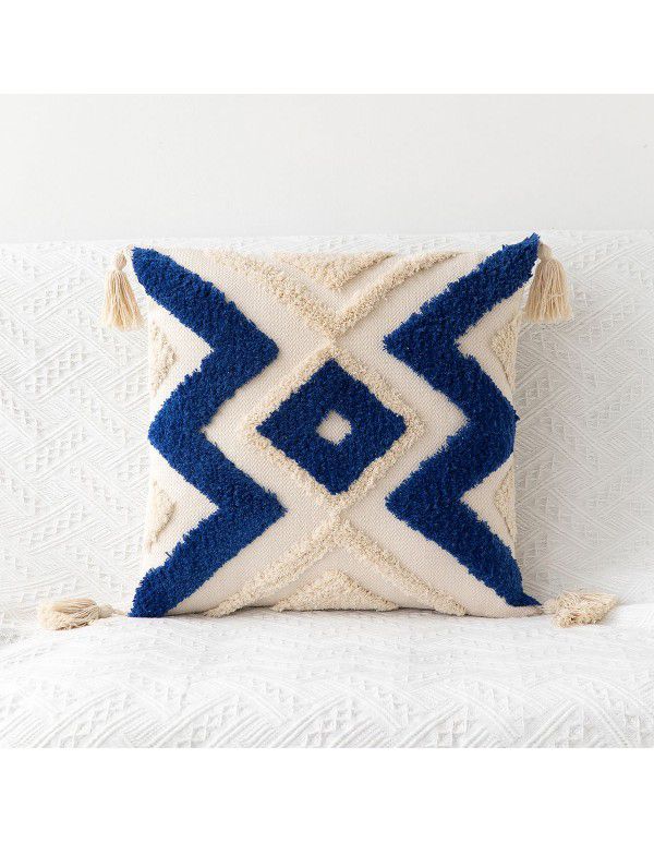 New Bohemian Geometric Tufted Pillow Case Home Fringe Cushion Home Stay Simple Waist Pillow