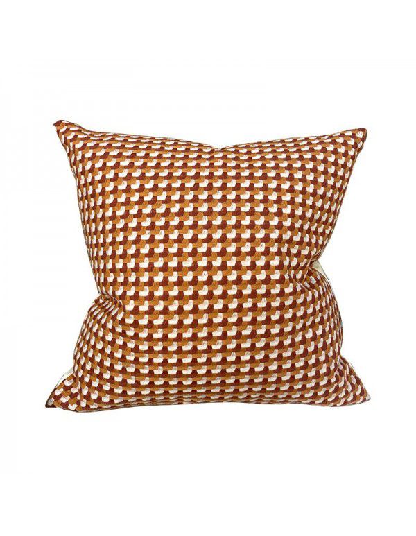 Nordic lamb plush ins style embroidery face pillow chessboard light luxury velvet vintage sofa waist cushion cover