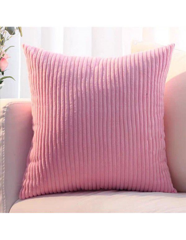 Corduroy pillow cushion Bedroom pillow sofa cushion Office solid color flannelette stripe pillow cover without core