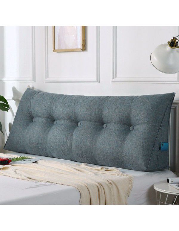 Linen triangle cushion double bed large back upholstered sofa waist against the head of the bed pillow cross-border special for removable washing