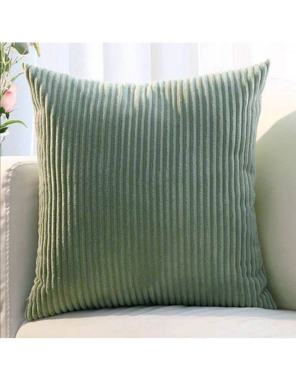 Corduroy pillow cushion Bedroom pillow sofa cushion Office solid color flannelette stripe pillow cover without core