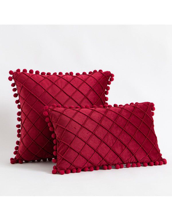 Cross border Amazon velvet diamond wool ball pillow Office pillow European style sofa cushion waist pillow