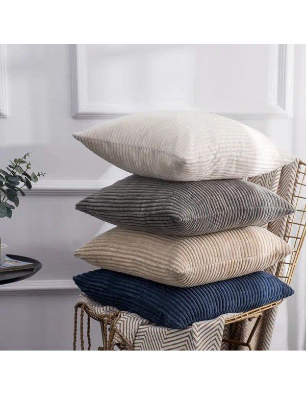 Corduroy pillow cushion Bedroom pillow sofa cushion Office solid color flannelette stripe pillow cover without core